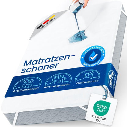 Matratzenschoner im 2er Set - wasserdicht &amp; geräuscharm, 80% Baumwolle und 20% Polyester, atmungsaktiver Matratzenschutz